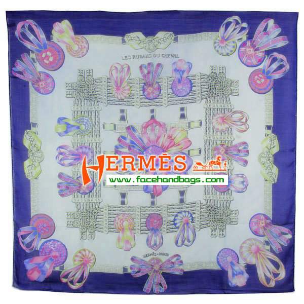 Hermes Hand-Rolled Cashmere Square Scarf Purple HECASS 120 x 120